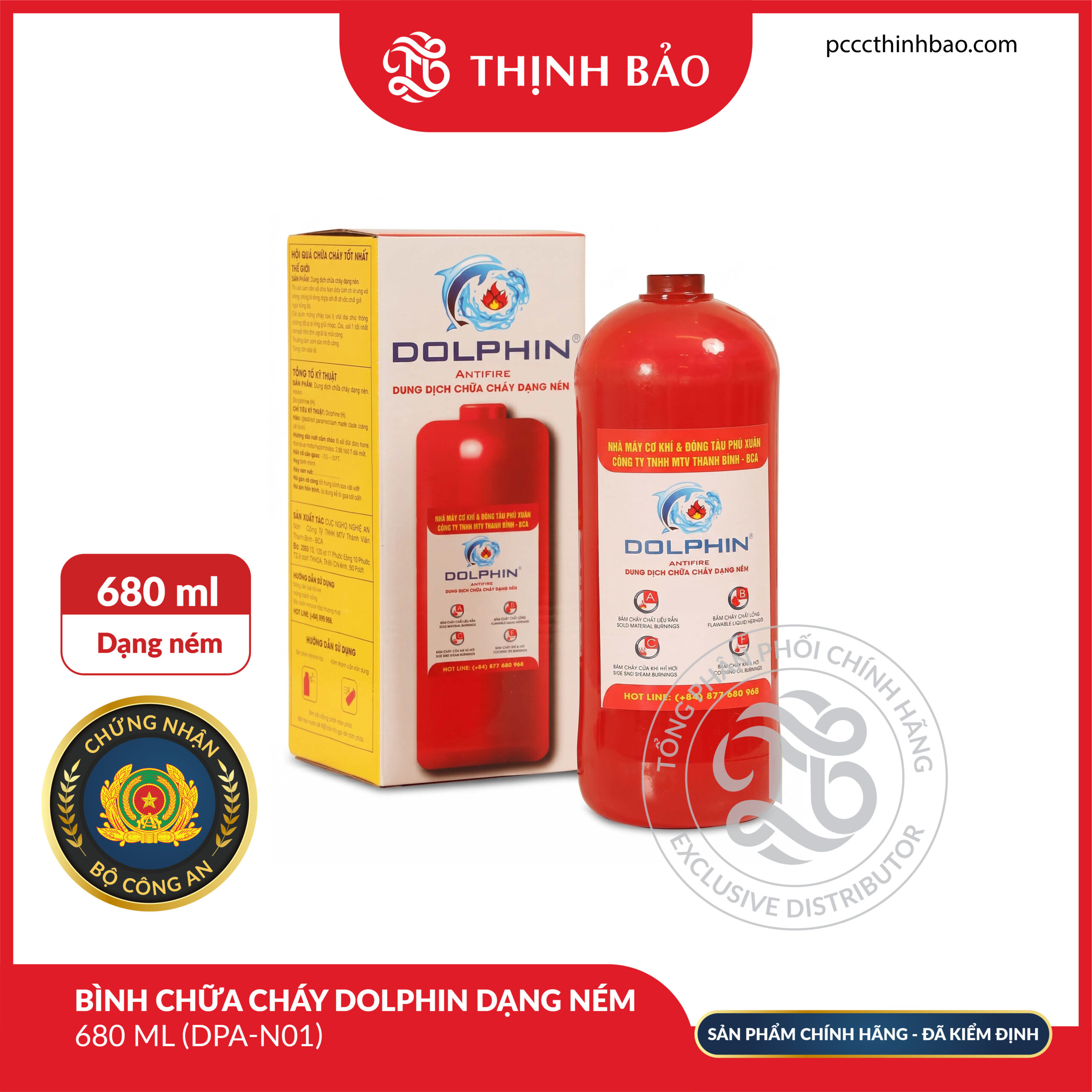 PCCC Thinh Bao - Bình chữa cháy Dolphin dạng ném 680 ML (DPA-N01) PCCC Thinh Bao - Bình chữa cháy Dolphin dạng ném 680 ML (DPA-N01)